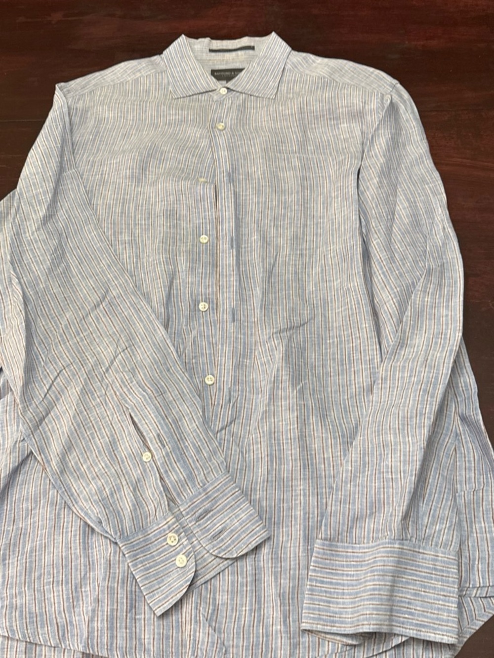 Light Blue Multi-Stripe Men's Button-Up Shirt